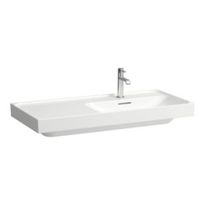 MEDA Umywalka ścienna asymetryczna 100 cm z półką odkładczą