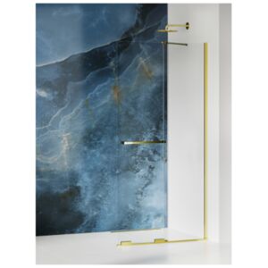 Walk-in shower cabin Smart Light Gold, sliding, slanted bracket, raili