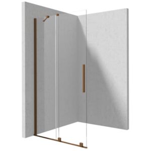 PRIZMA - Shower wall, walk-in, 90 cm - sliding - brushed bronze