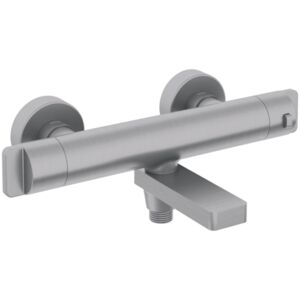 THERM - Bath mixer, thermostatic - brushed steel