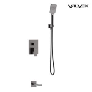 ARS Gun Metal 2-function shower set with a bath spout