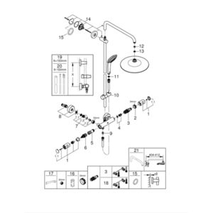 Euphoria System 260 System prysznicowy z termostatem do montażu ściennego 27296002
