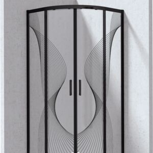 FUNKIA EVO - Shower cabin, half round, 80x80 cm - wave pattern - nero