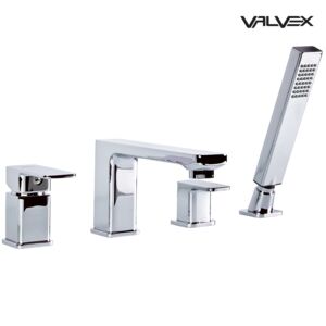 Loft Chrome Four hole bath mixer with accessories