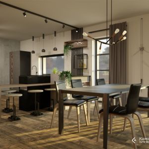 Loft style living | Dining area with open kitchen