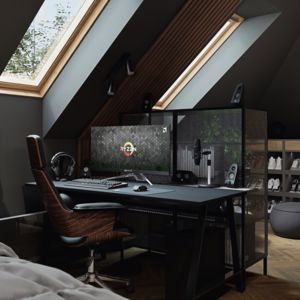 Dark industrial teenager's bedroom