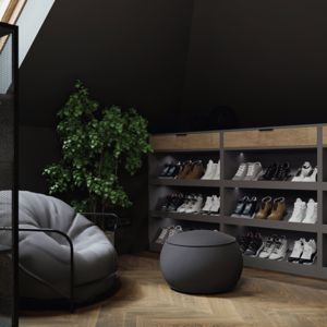 Dark industrial teenager's bedroom