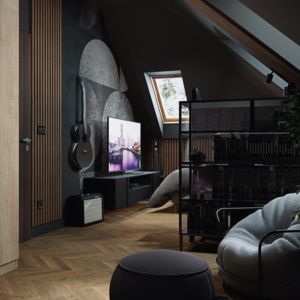Dark industrial teenager's bedroom