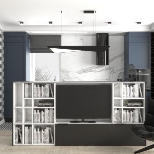 Elegancka kuchnia w odcieniach granatu