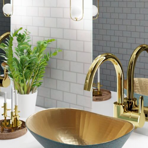 Mexican bathroom with a copper accent