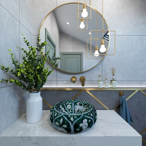Refined green sink in a modern bathroom