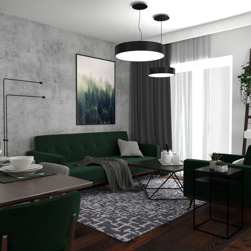 Butelkowa zieleń w salonie