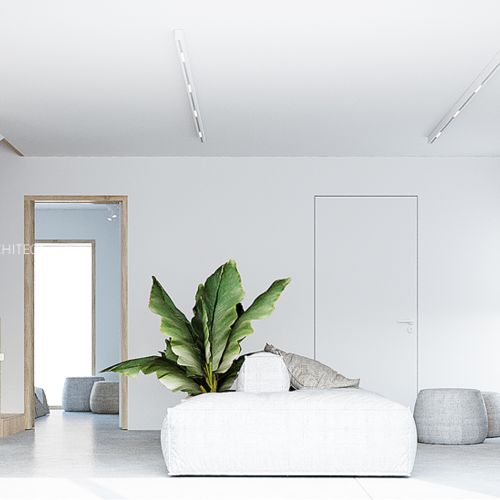 Projekt aranżacji wnętrza domu typu kostka w Gdyni.