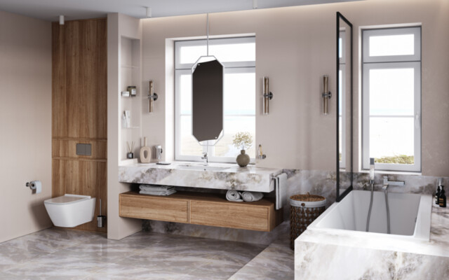 Z umywalką – wybrane baterie umywalkowe w aranżacjach