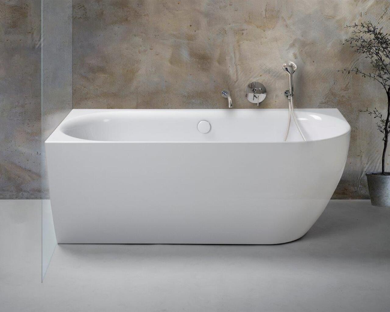 Corner Baths, RAVON Neo Left wall-mounted freestanding bathtub, RAVON