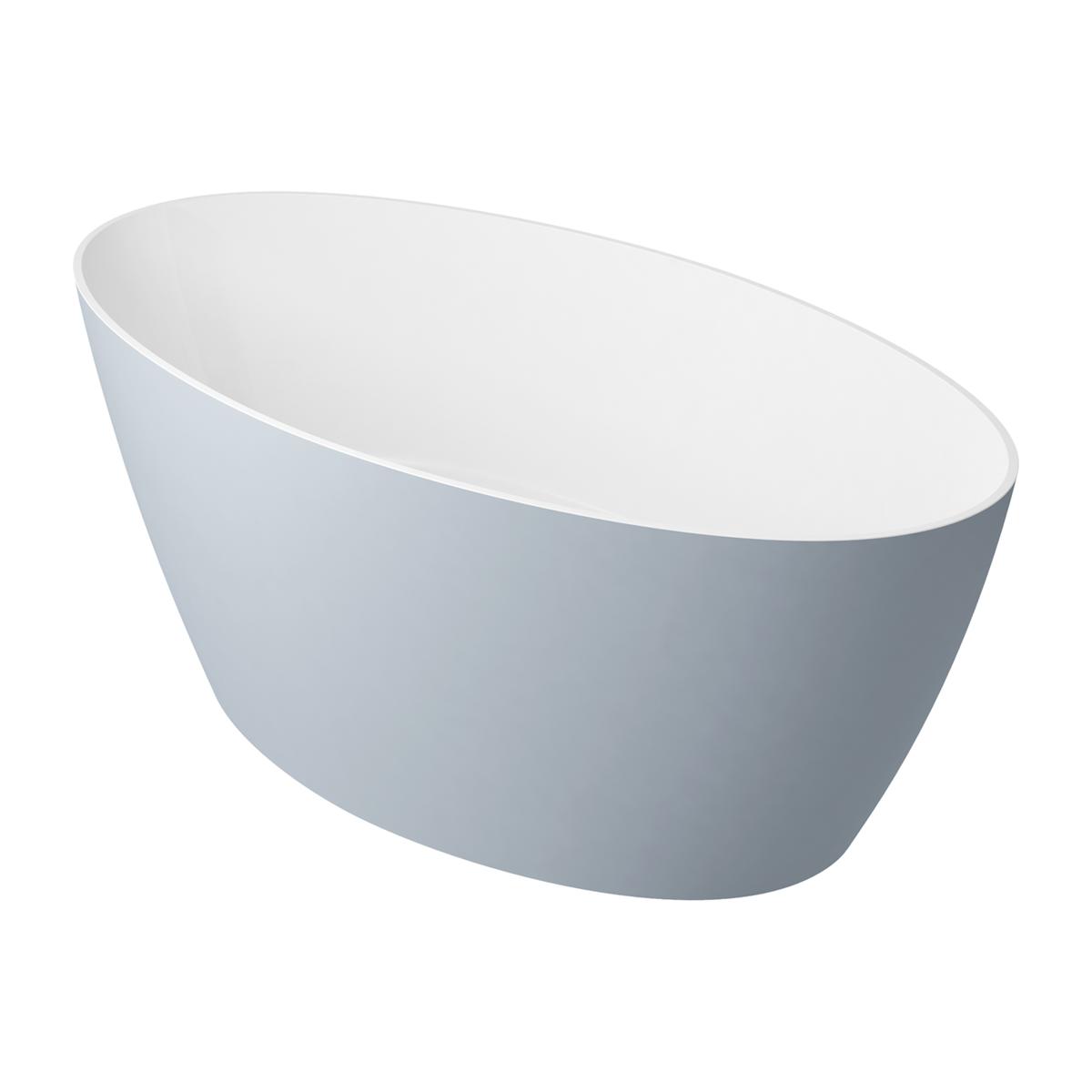 Freestanding Barths, SIENA SIENAWWBSP - Freestanding bath marble+, 161 x 81 cm, white/szary połysk, OMNIRES