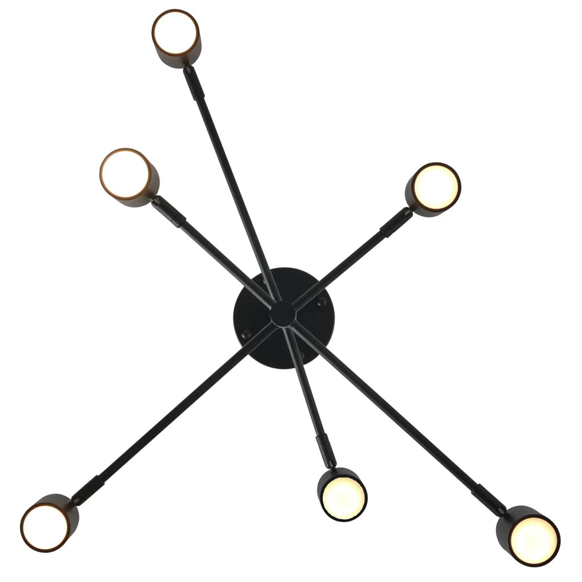 Lampy natynkowe, Lampa Sufitowa Noe 6xGU10 Czarna PLC0102-BK, YASKR SPÓŁKA Z OGRANICZONĄ ODPOWIEDZIALNOŚCIĄ