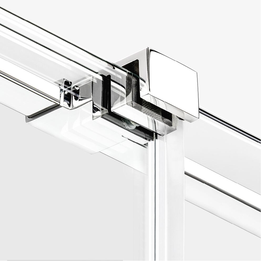 Smart walk-in shower enclosure, sliding, slanted bracket, railing | NEW ...