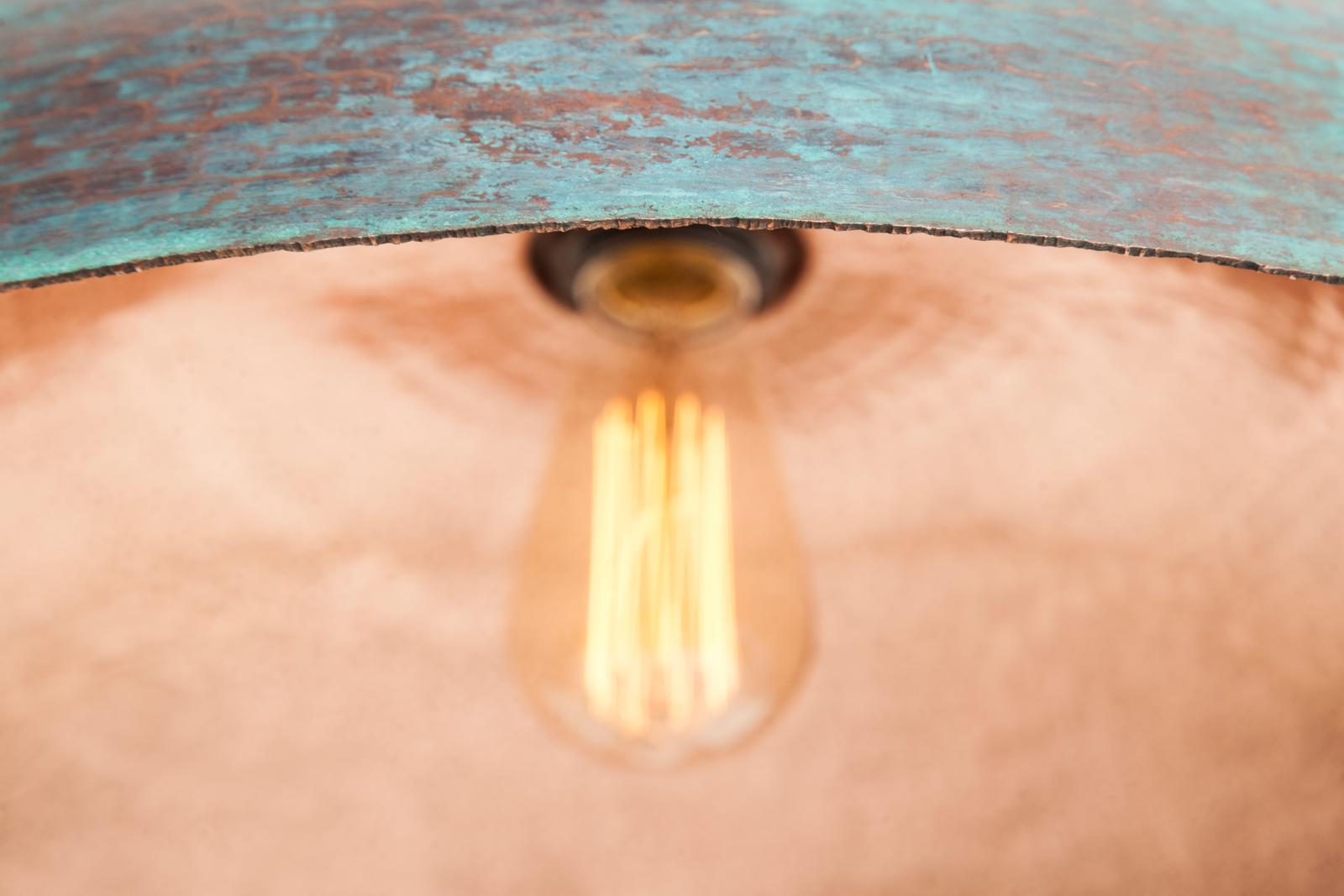 Hanging Lamps, Sandia Verde - copper ceiling lamp covered with patina, Cerames
