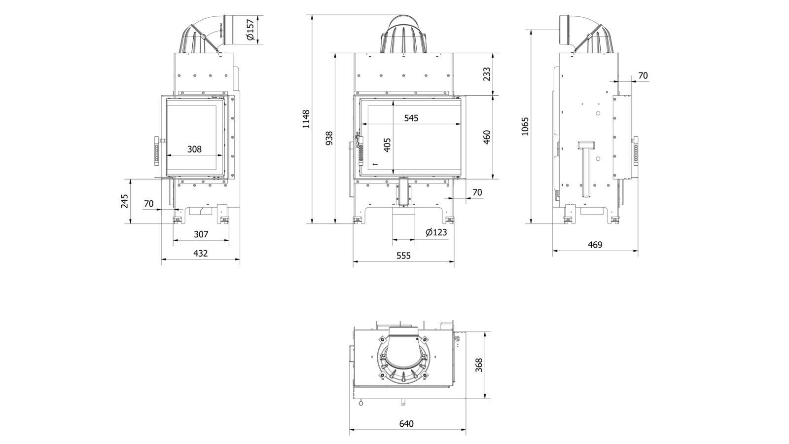 Air fireplaces, Steel fireplace FLOKI right 8 kW Ø 160, Kratki.pl Marek Bal