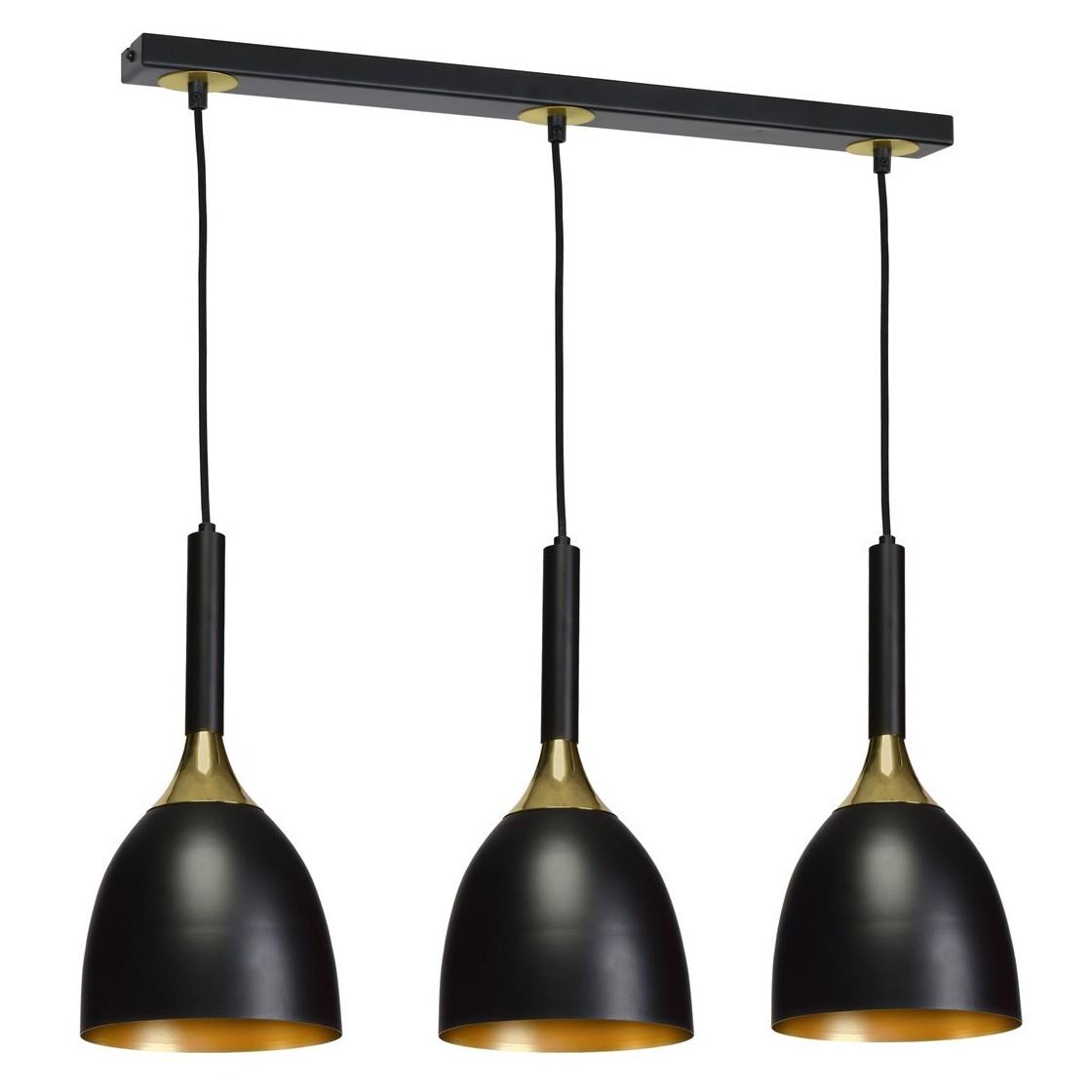 Lampy zwieszane, Lampa wisząca CLARK BLACK/GOLD 3xE27, MILAGRO
