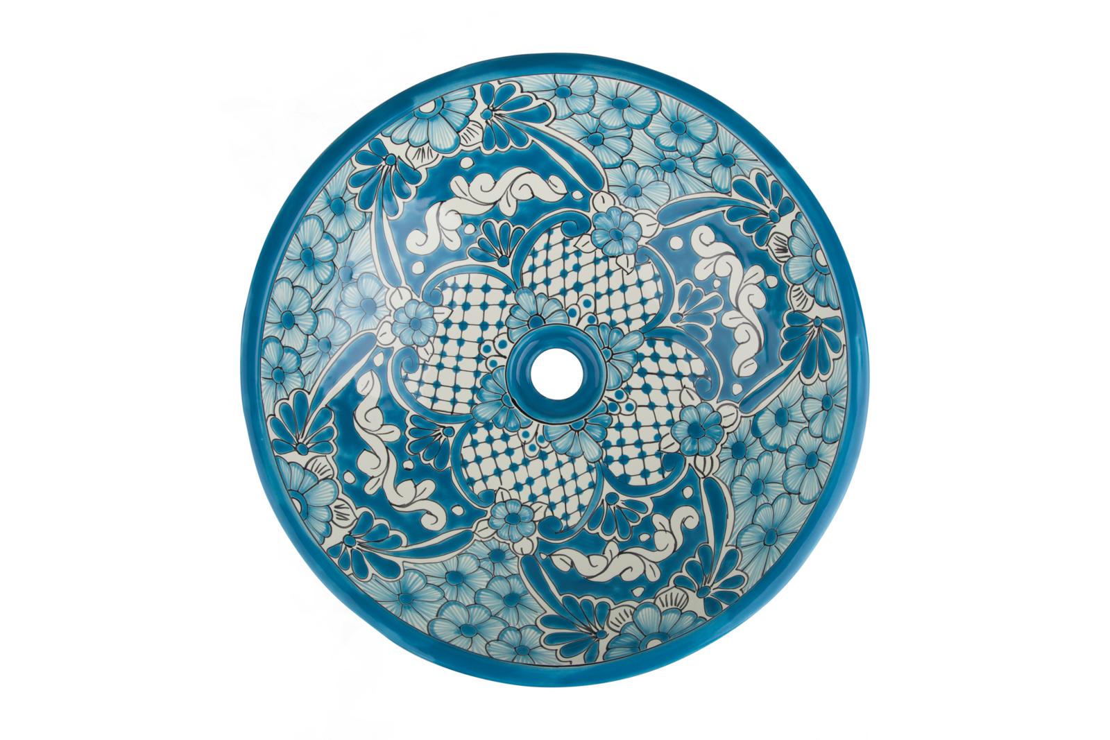 Over countertop washbasins, Lorena- hand-painted spherical covering basin from Mexico, Cerames