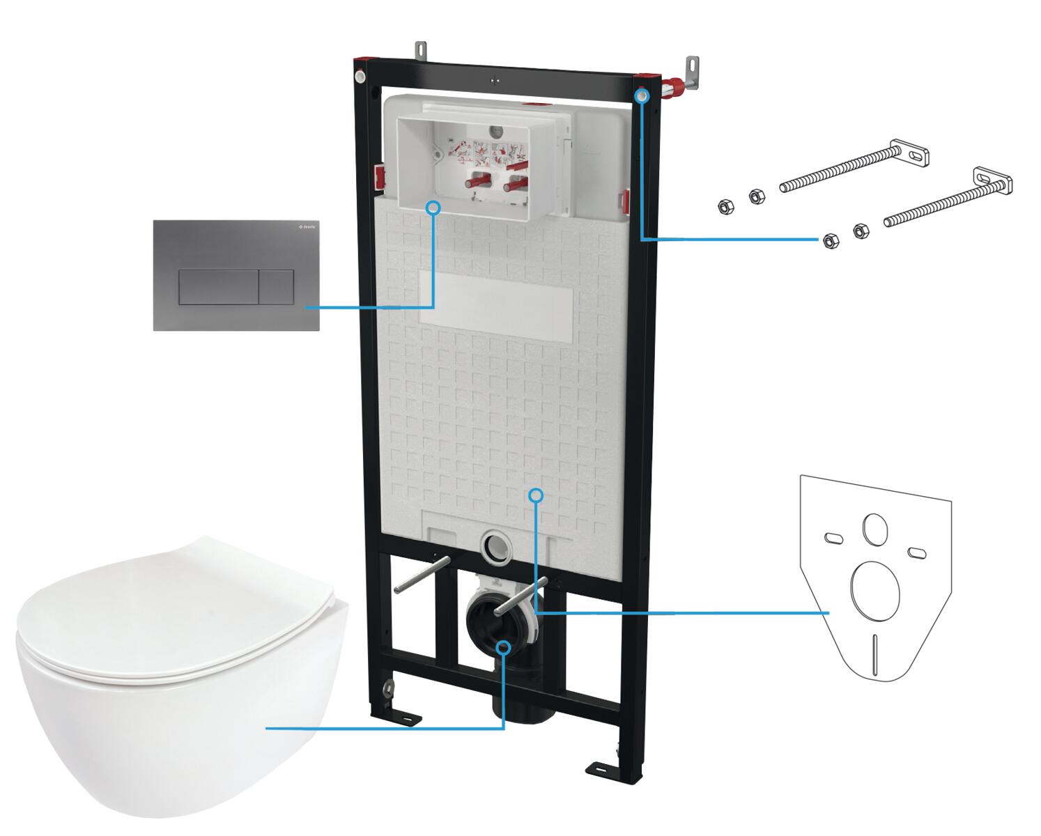 Sets, SILIA Toilet set, concealed, 6 in 1, Deante