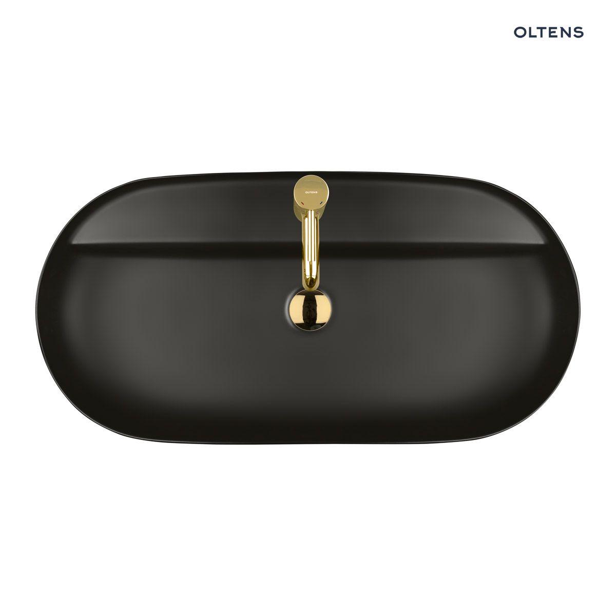 Over countertop washbasins, Oltens Hamnes Thin countertop basin 80x40 cm with tap hole oval matte, OLTENS