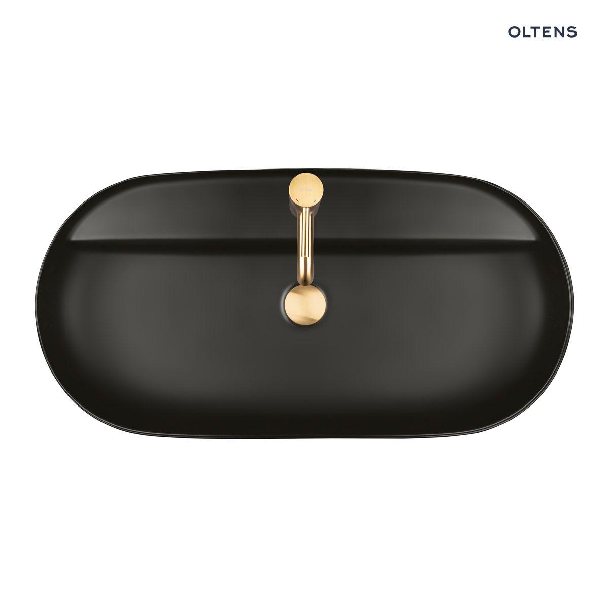 Over countertop washbasins, Oltens Hamnes Thin countertop basin 80x40 cm with tap hole oval matte, OLTENS