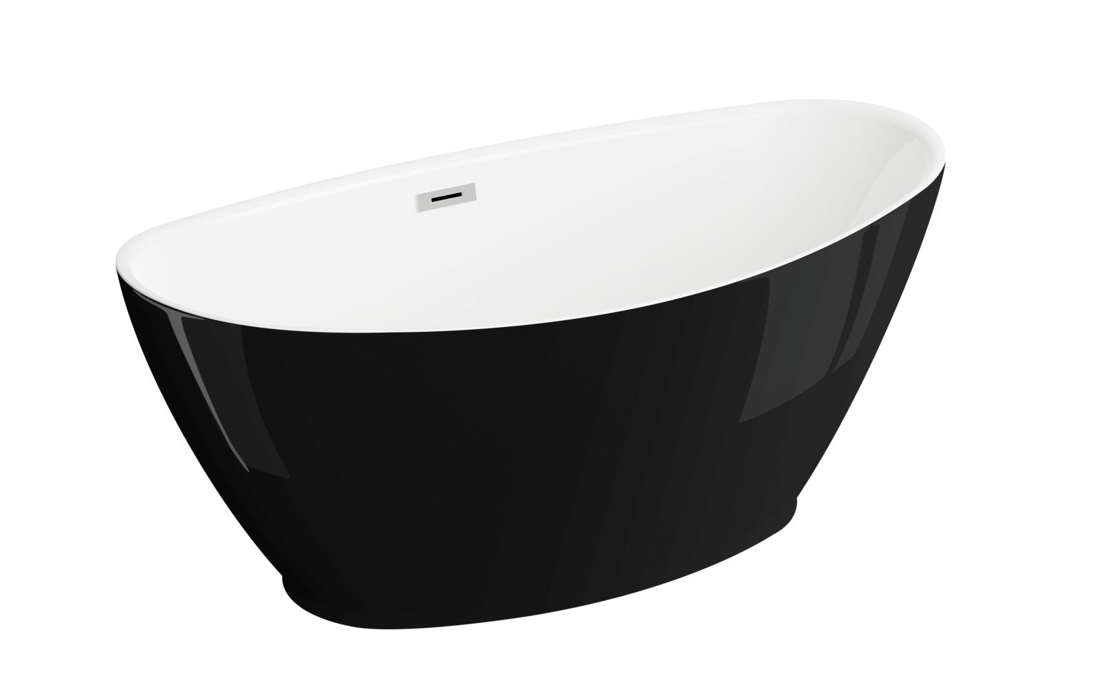 Wanna wolnostojąca przyścienna MANGO 150 cm x 75 cm / Czarny połysk