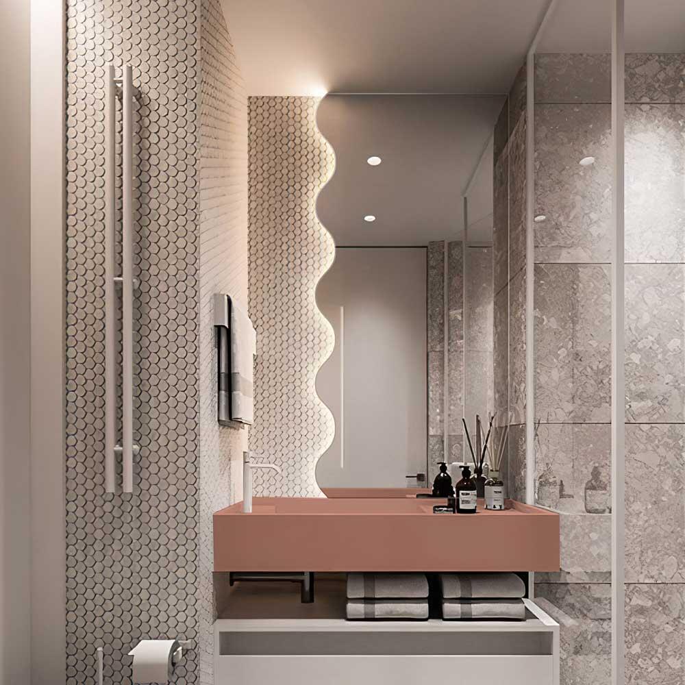 Lustra, Lustro Lomi SQ LED – prostokątne z falą na jednym boku, GieraDesign