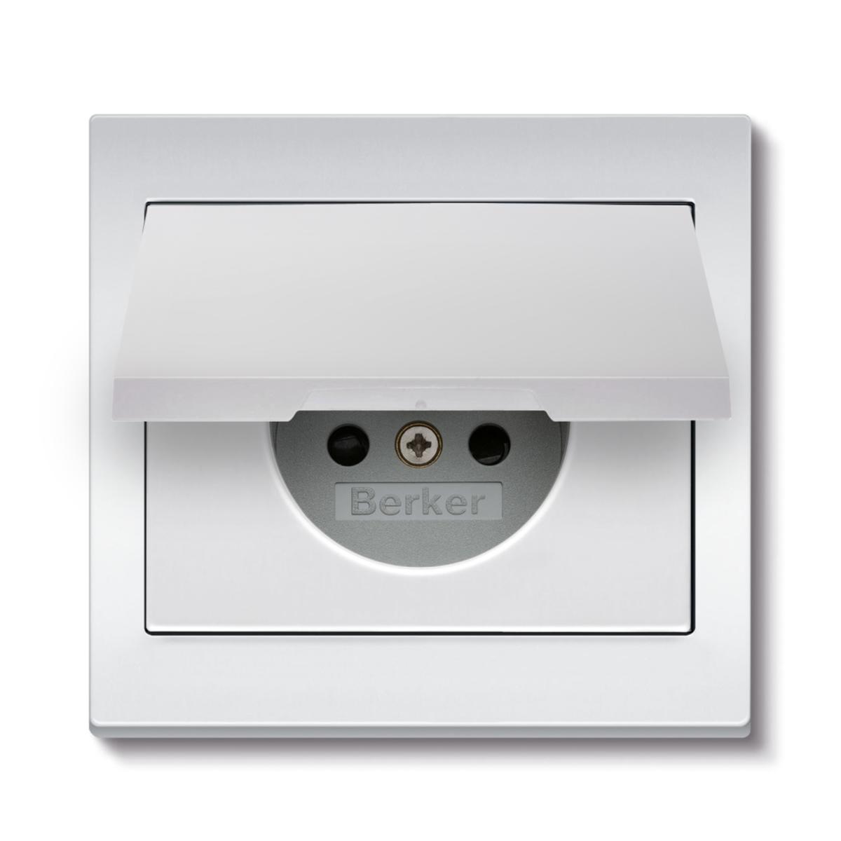 Gniazda elektryczne, Berker K.5 Gniazdo z uziemieniem z pokrywą, Hager