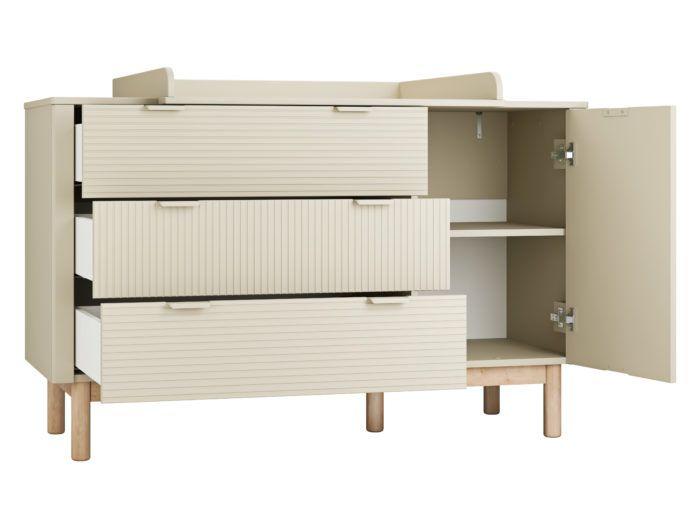 Cupboards and Chests of Drawers, 3-DRAWER + 1 DOOR CHEST MILOO, pinio