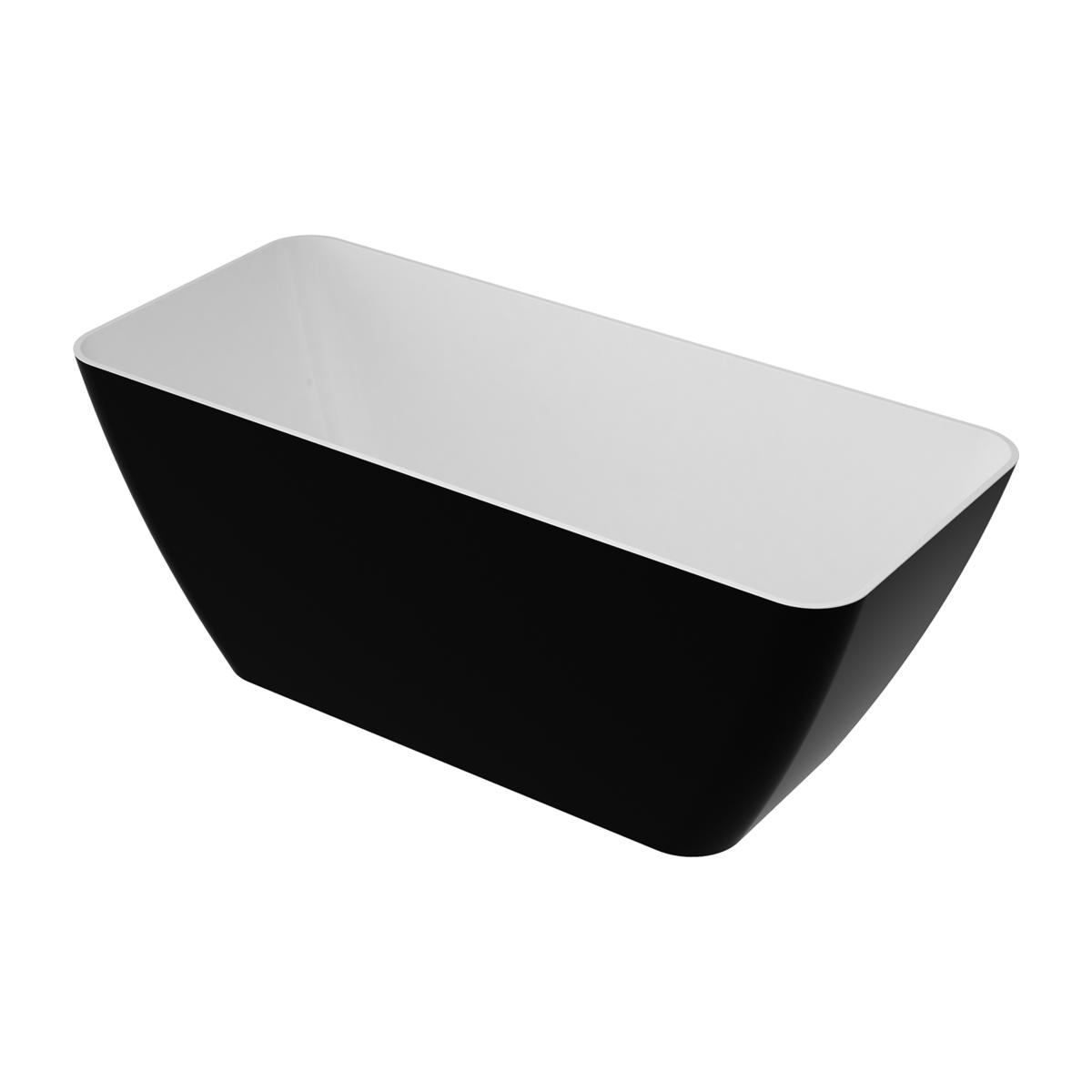 Freestanding Barths, PARMA PARMAWWBCP - Freestanding bath marble+, 159 x 71 cm, white/glossy black, OMNIRES