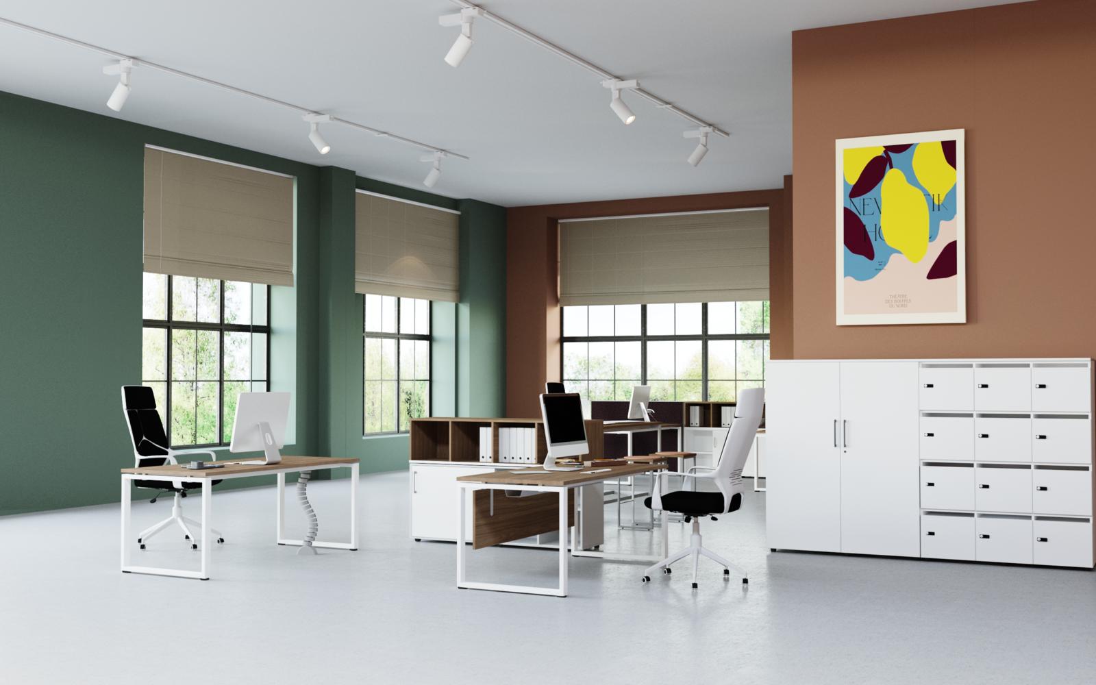 Desks, Q-eM employee furniture system, MARO Office Furniture