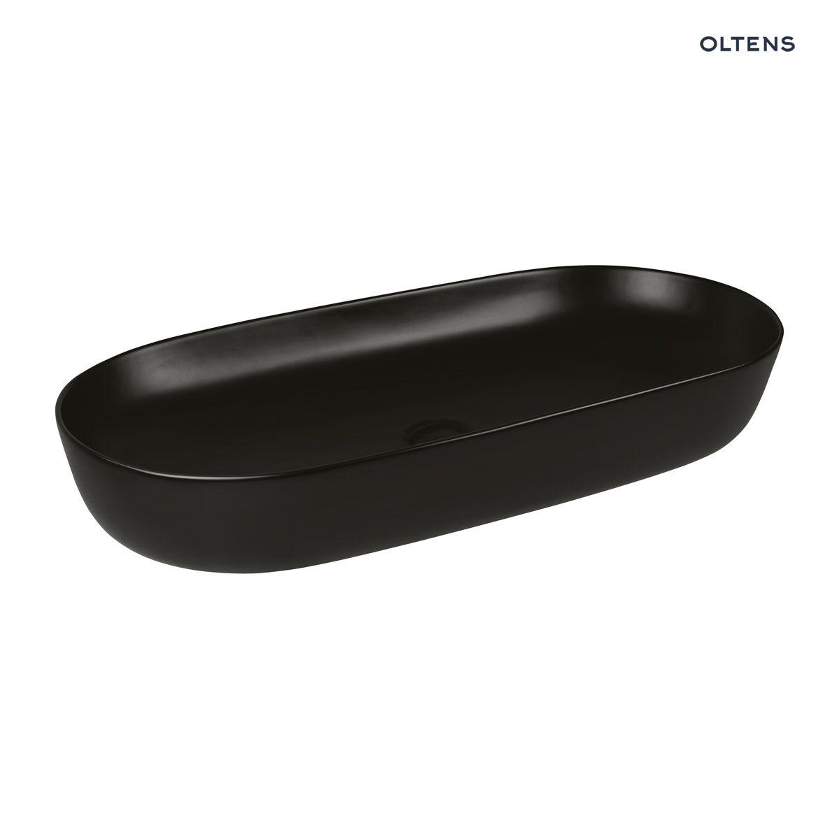 Oltens Hamnes Thin countertop basin 80x40 cm oval matte black ...