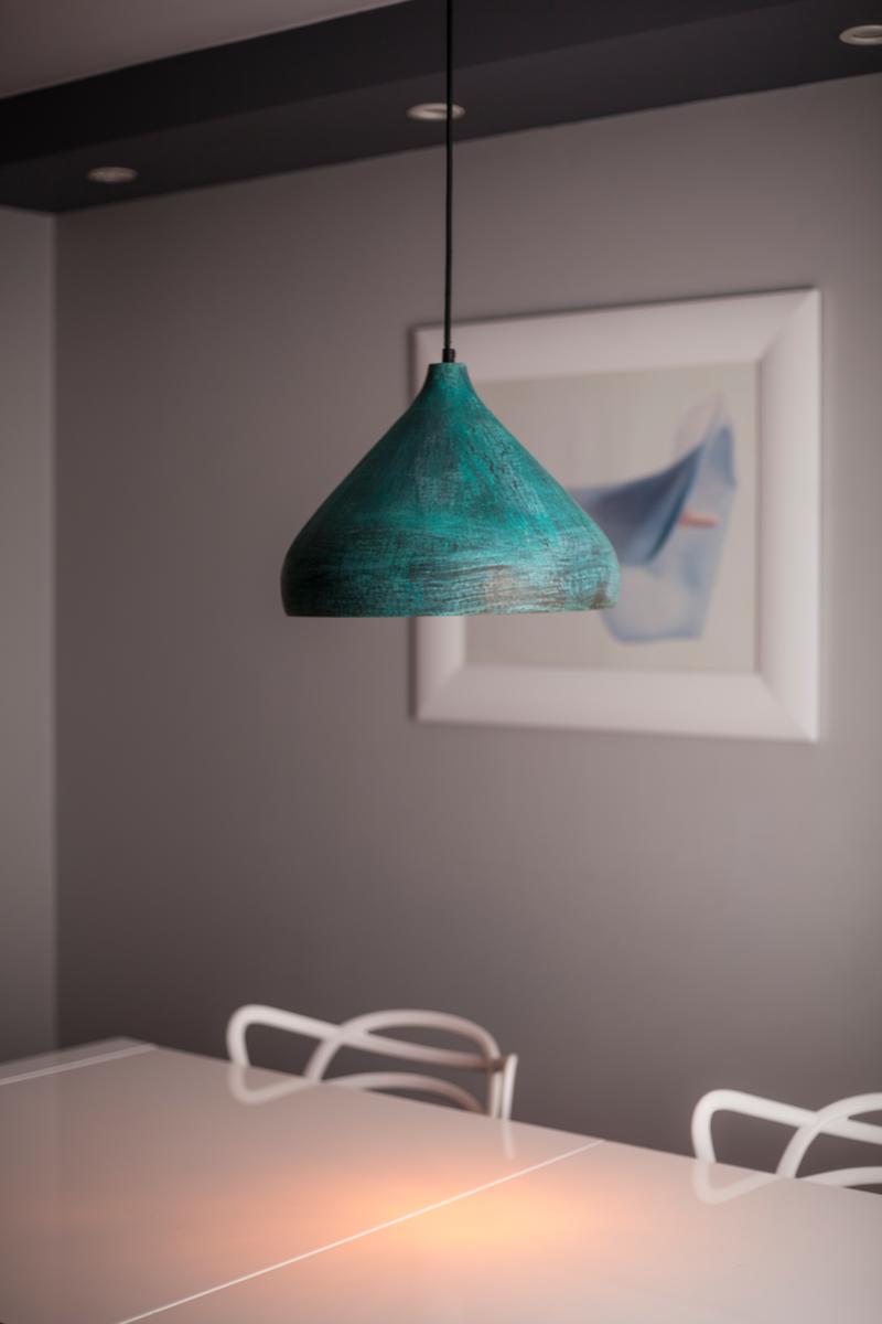 Hanging Lamps, Fresa Verde - copper decorative lamp covered with patina, Cerames