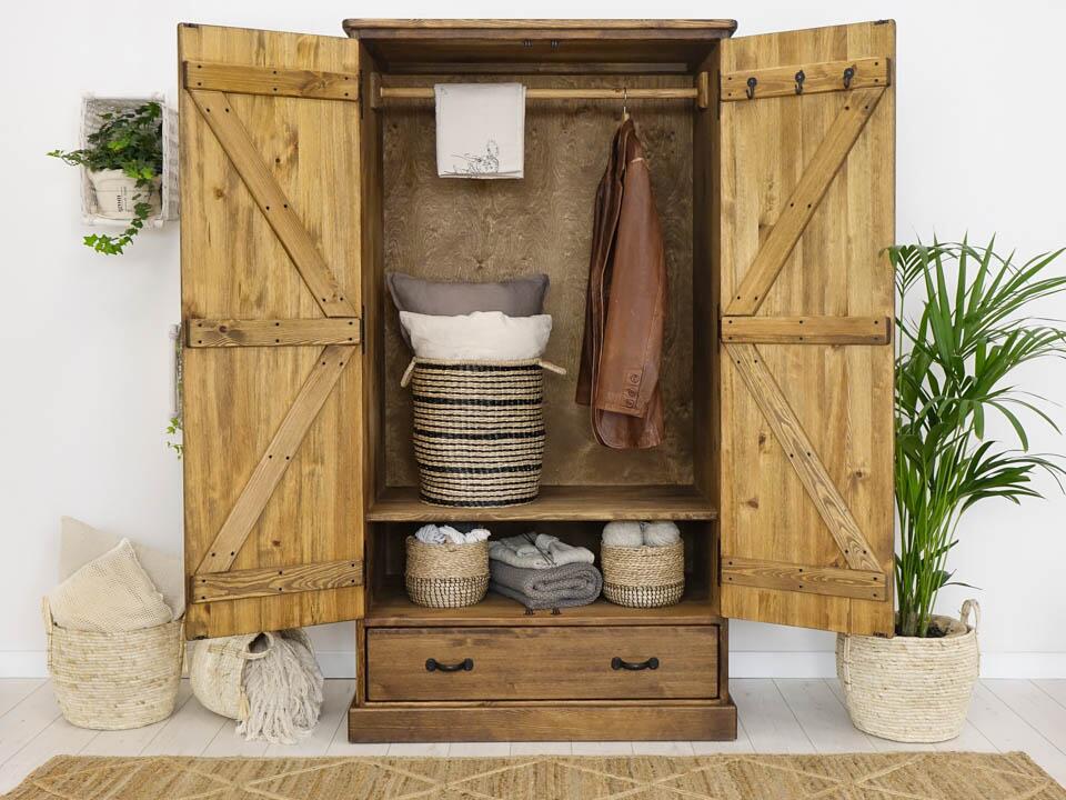 Wardrobes, Two-door Pine Wardrobe Rustyk 2D, SEART