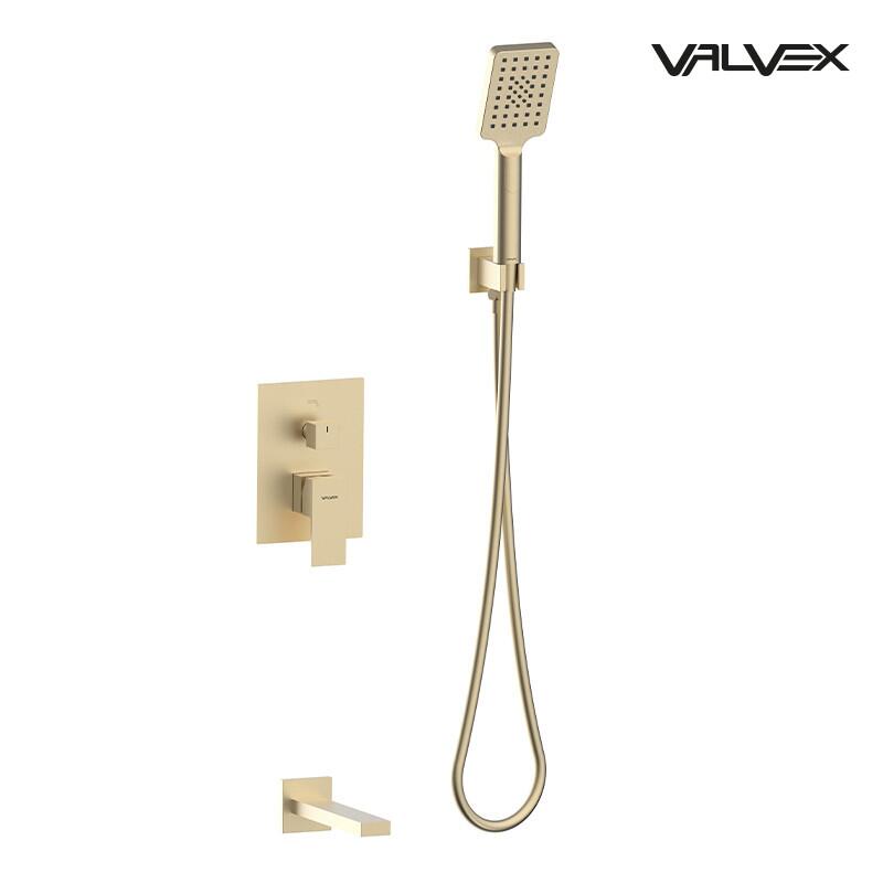 Built-in Systems, ARS Brushed Gold 2-function shower set with a bath spout, Valvex