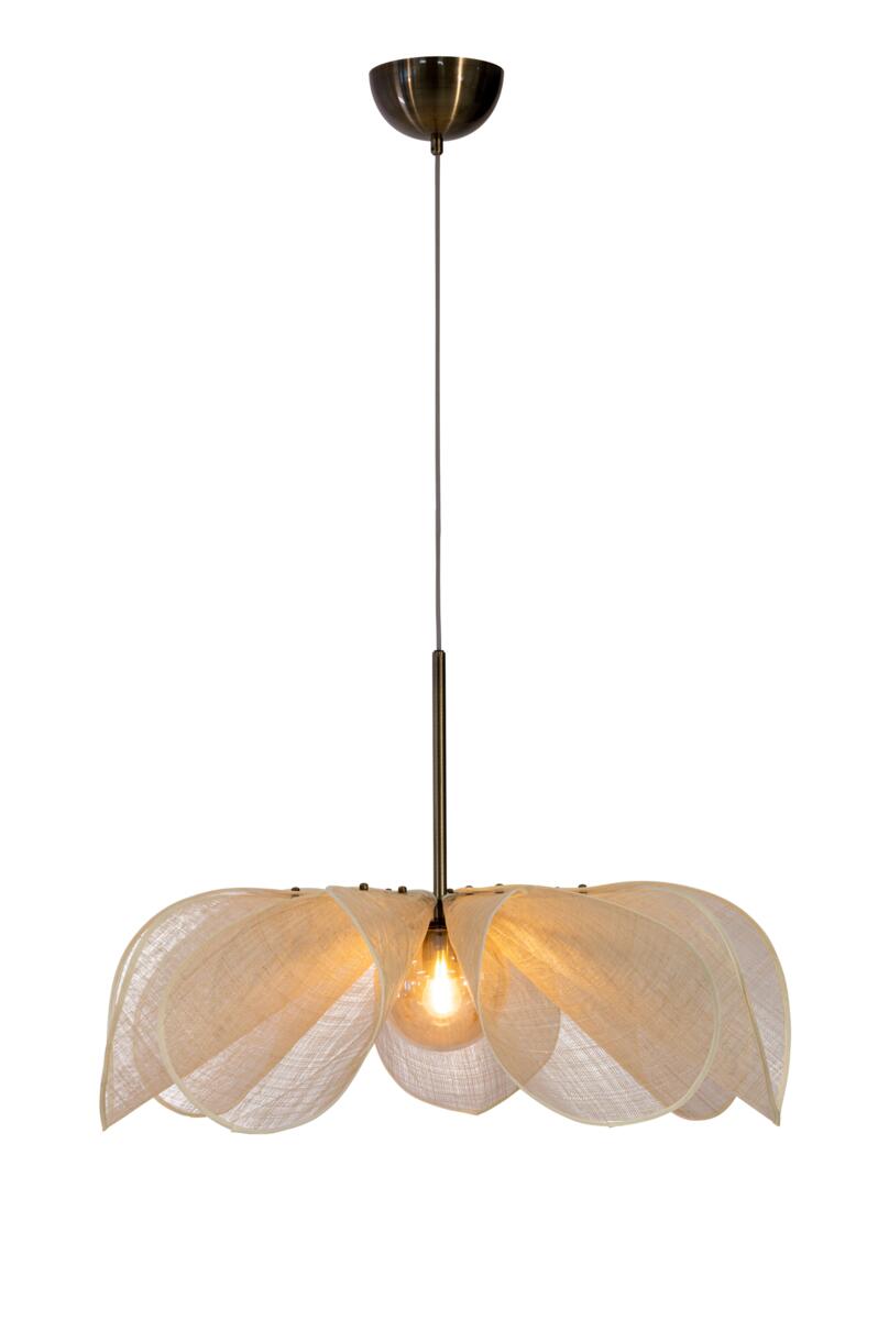 STYRKA Pendant 1L 75cm Beige/Antique Brass/Amber | 108661