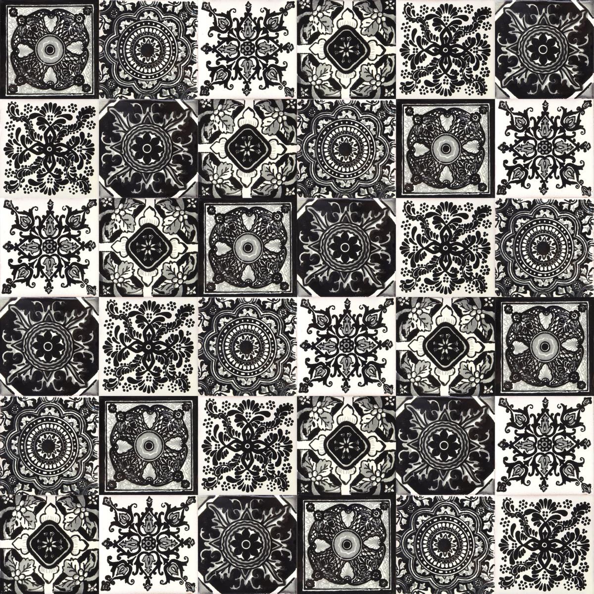 Idan - Patchwork mexicain noir et blanc - 30 pièces | Mix-7 | Cerames -  ArchiUp.com - A free BIM \u0026 CAD objects library, image size:1200x1200