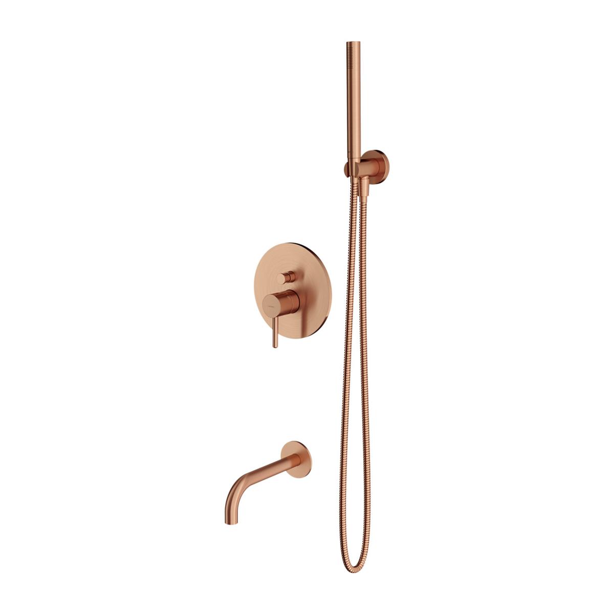 Sistemas de ducha empotrados, Y  |  bath system for concealed installation, brushed copper, OMNIRES