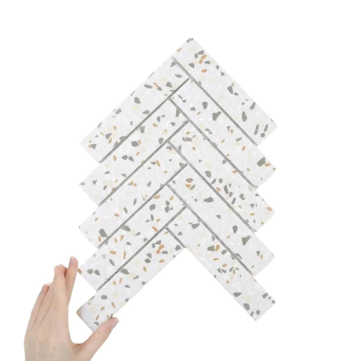 Wall Tile, Herringbone XL Confetti Terrazzo, Raw Decor