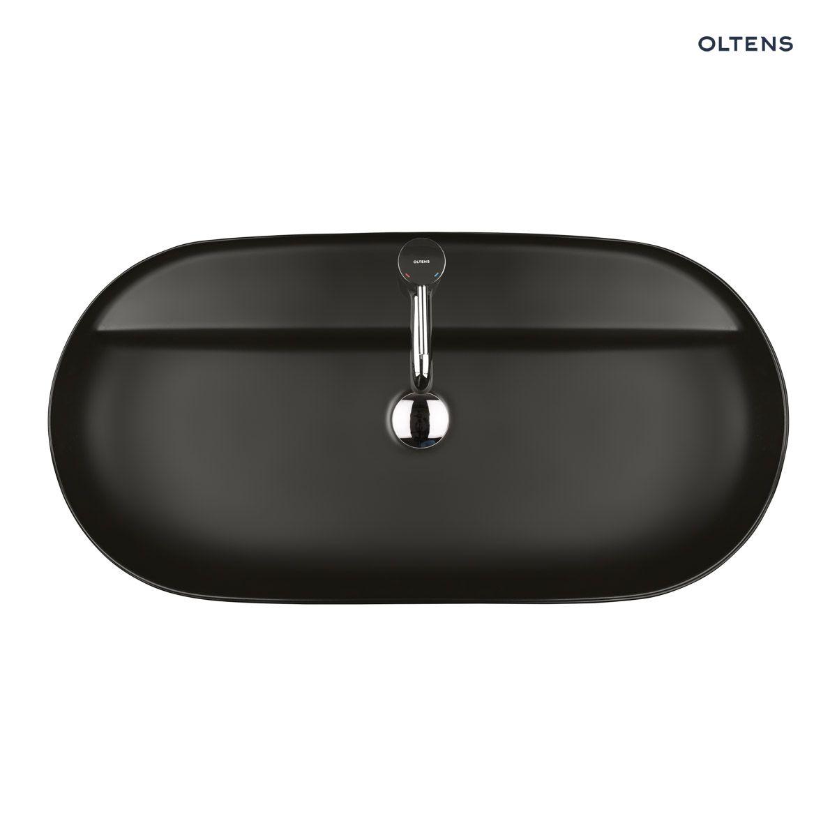 Over countertop washbasins, Oltens Hamnes Thin countertop basin 80x40 cm with tap hole oval matte, OLTENS