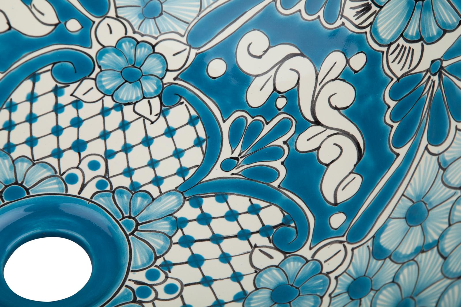 Over countertop washbasins, Lorena- hand-painted spherical covering basin from Mexico, Cerames