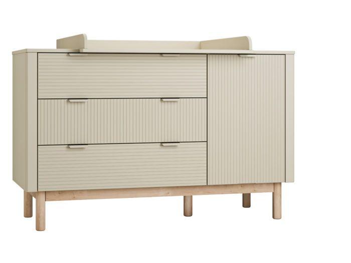 Cupboards and Chests of Drawers, 3-DRAWER + 1 DOOR CHEST MILOO, pinio