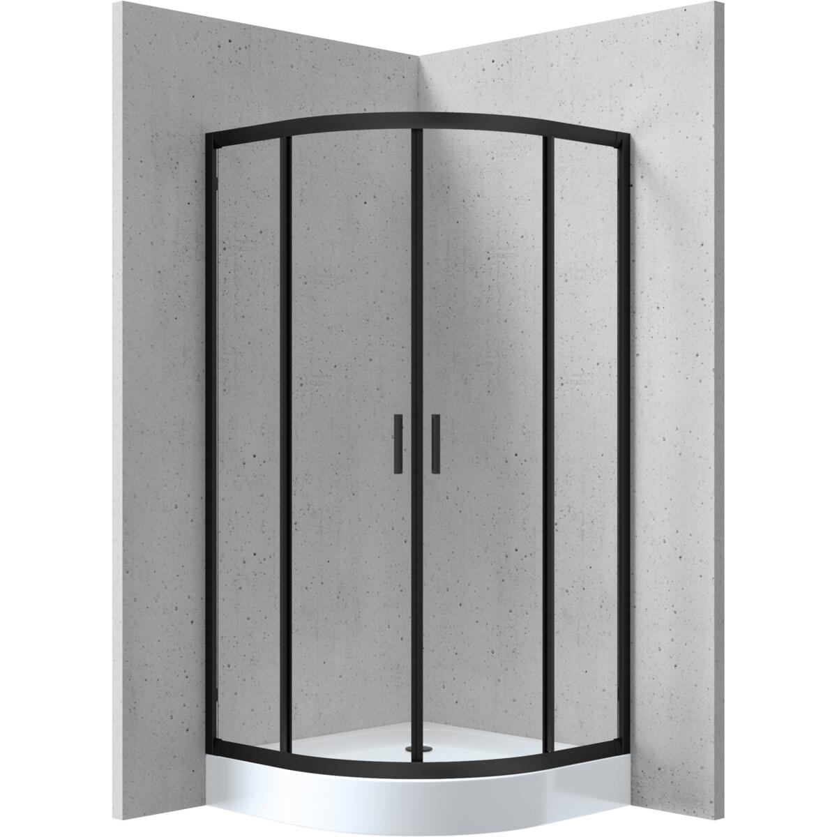 Shower Doors, FUNKIA - Shower cabin, half round, 90x90 cm - nero, Deante