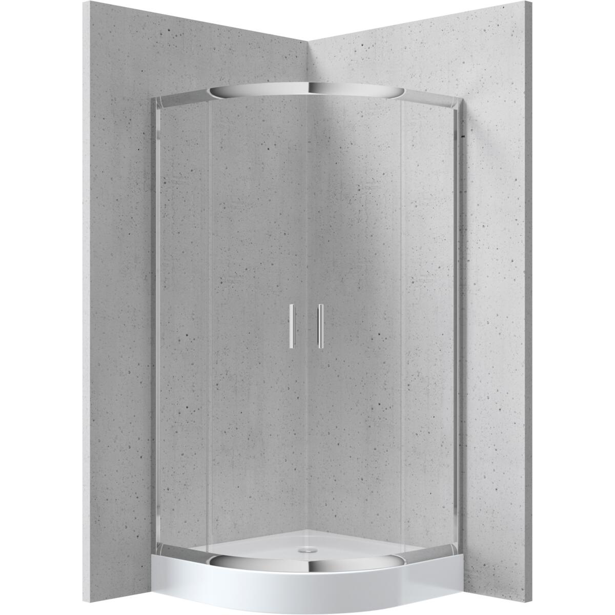 Shower Cabins, FUNKIA - Shower cabin, half round, 90x90 cm - chrome, Deante