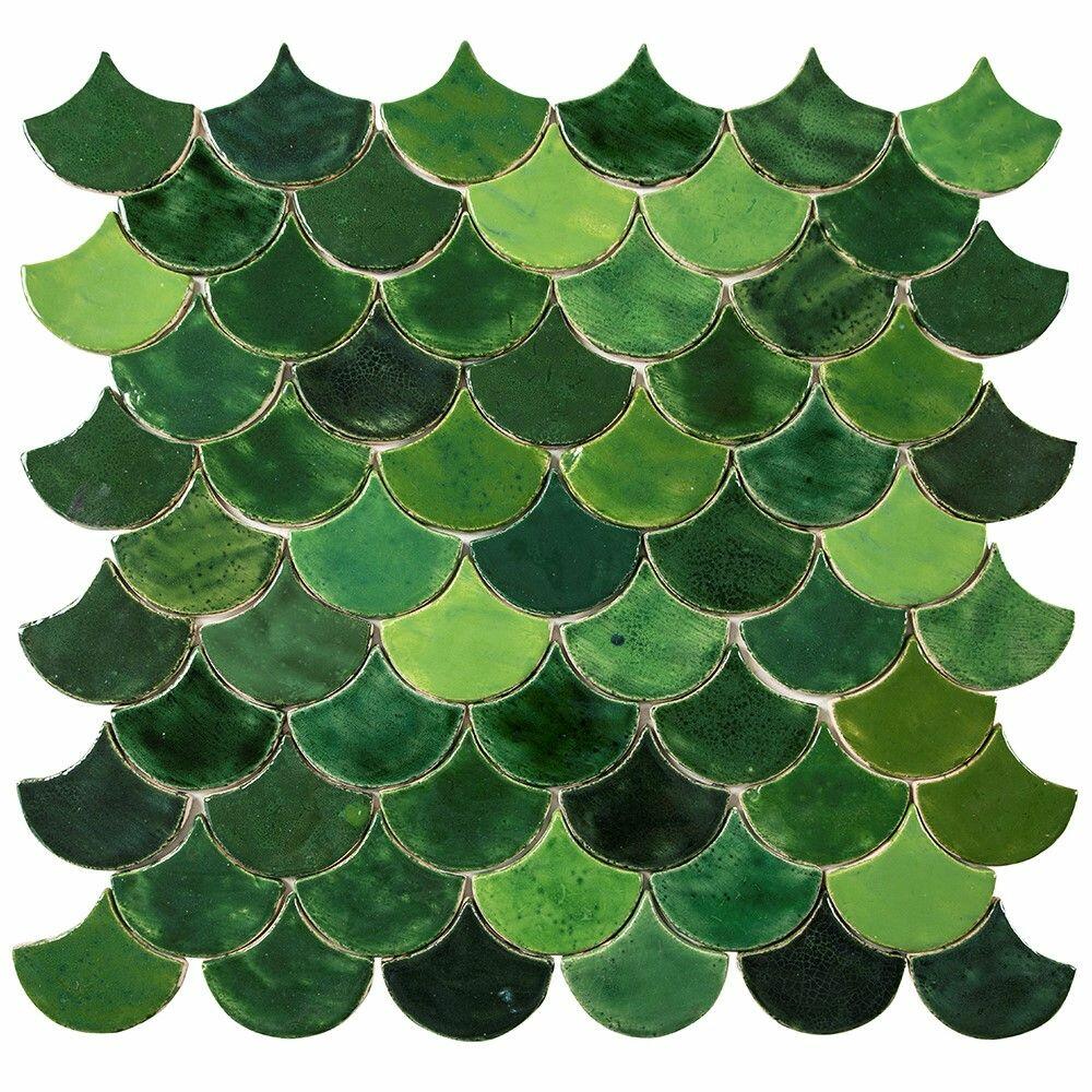 Płytki ścienne, Rybia Łuska - zestaw płytek "Leśna Polana" z serii "Woda", Cerames