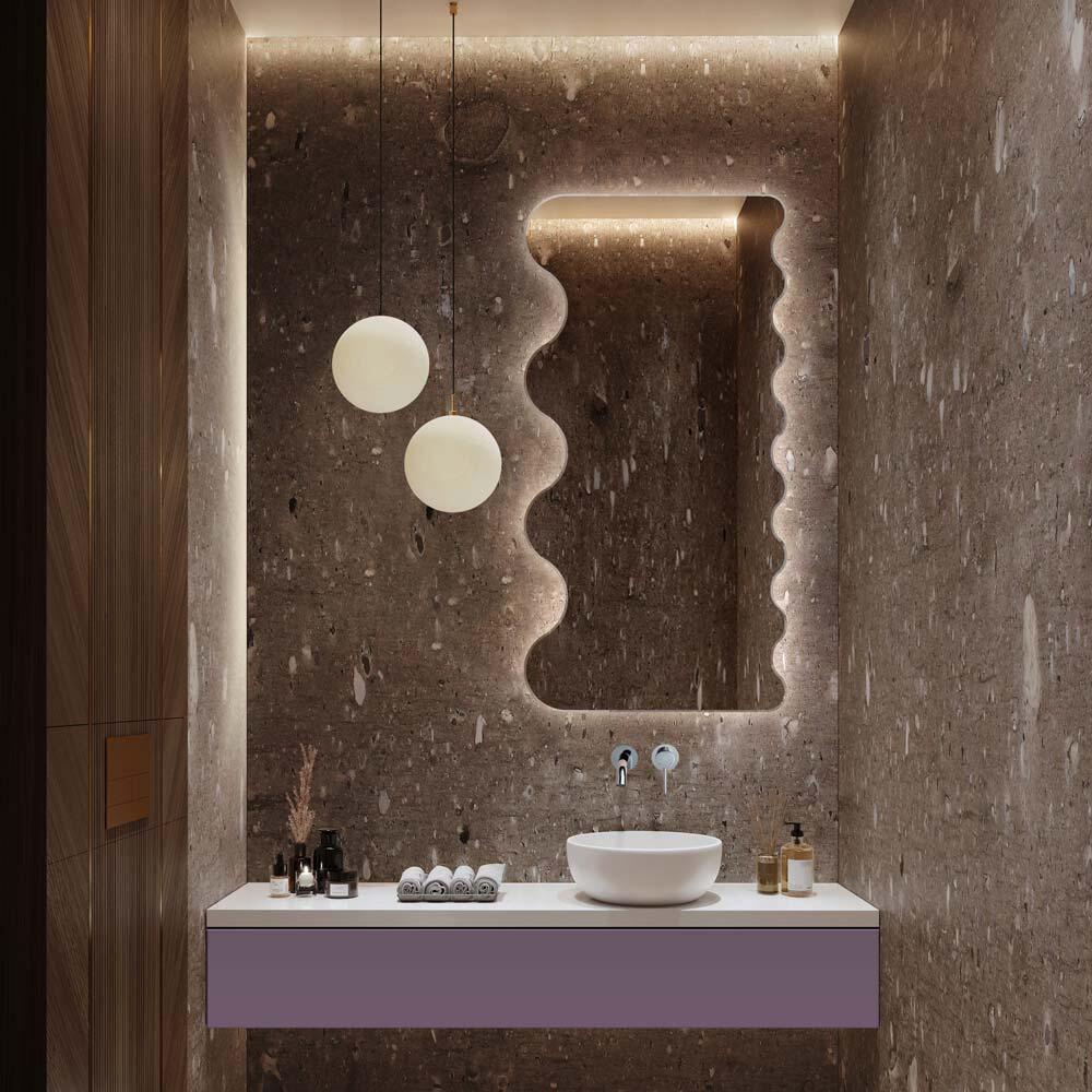 Lustra, Lustro Rumba – falowane do łazienki, GieraDesign